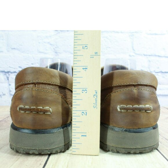 LL Bean All Week Brown Leather Shearling Lined Cozy Moccasin Slippers Size 12 M - Picture 6 of 9